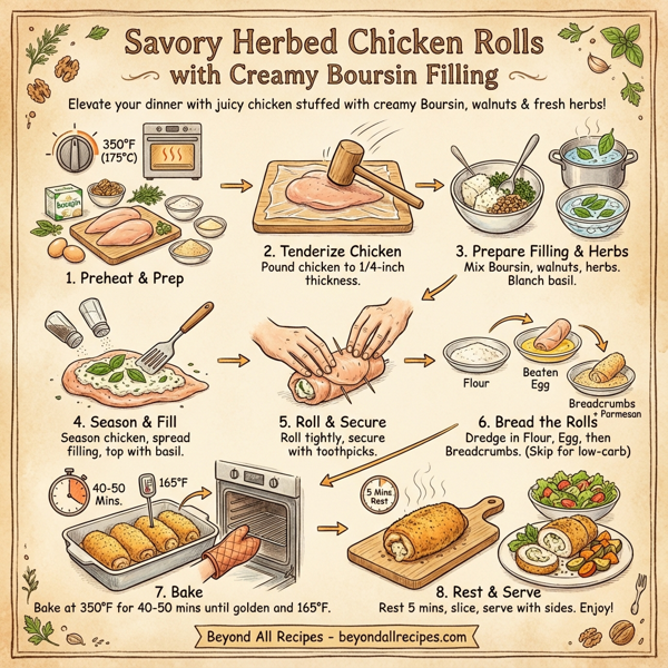 Savory Herbed Chicken Rolls with Creamy Boursin Filling instructions