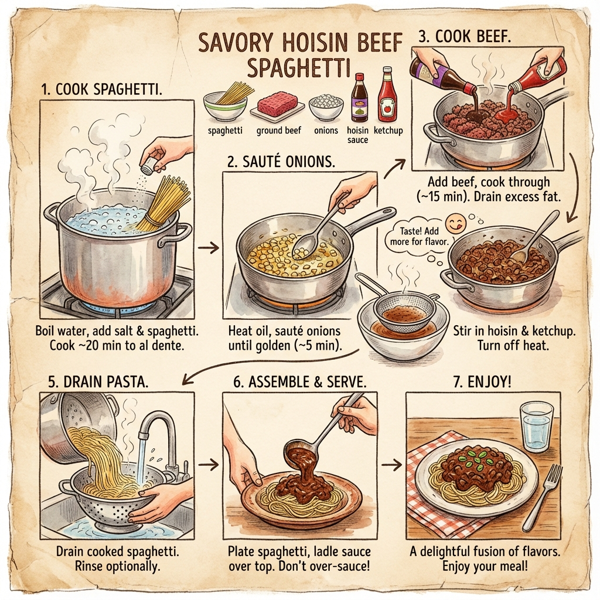Savory Hoisin Beef Spaghetti instructions