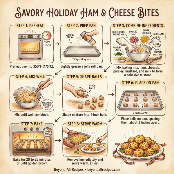 Savory Holiday Ham and Cheese Bites instructions