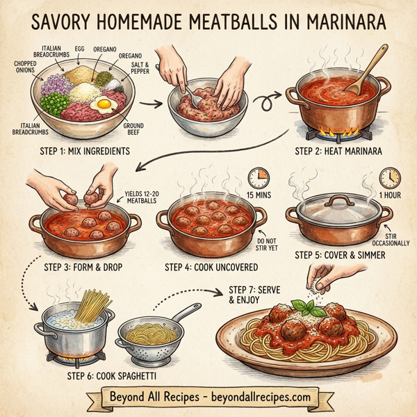 Savory Homemade Meatballs in Marinara instructions