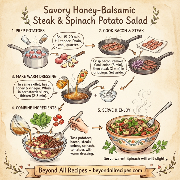 Savory Honey-Balsamic Steak and Spinach Potato Salad instructions