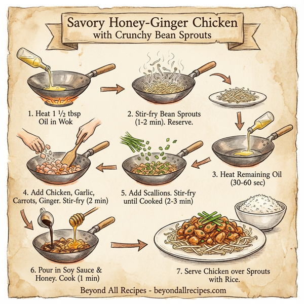 Savory Honey-Ginger Chicken with Crunchy Bean Sprouts instructions