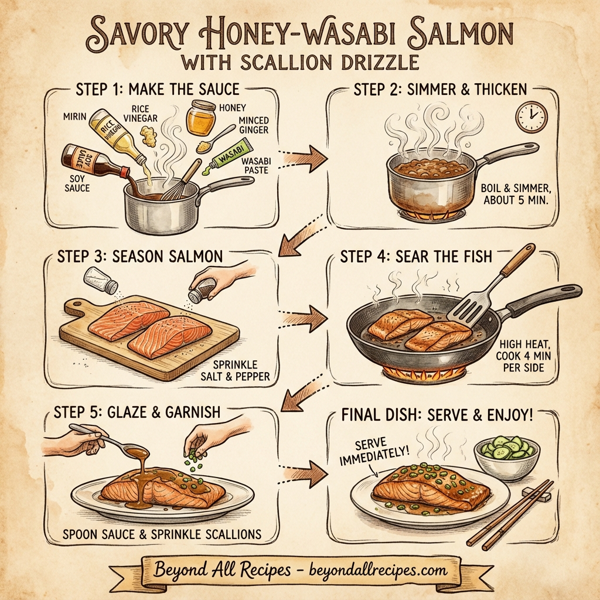 Savory Honey-Wasabi Salmon with Scallion Drizzle instructions