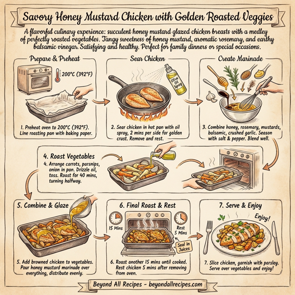 Savory Honey Mustard Chicken with Golden Roasted Veggies instructions