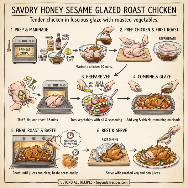 Savory Honey Sesame Glazed Roast Chicken instructions