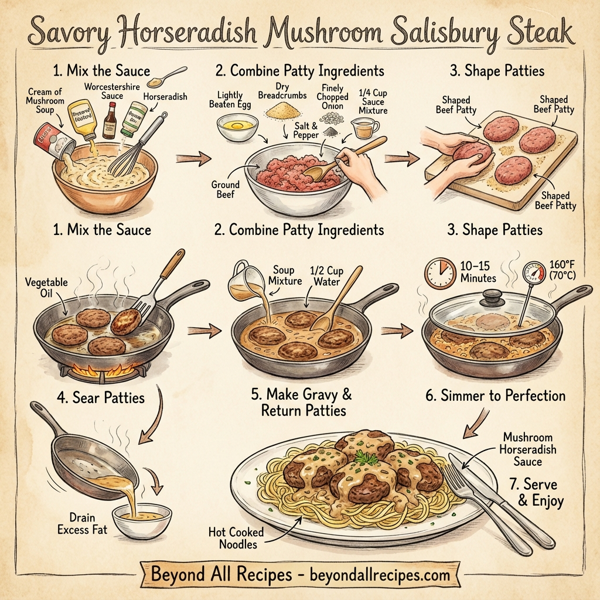 Savory Horseradish Mushroom Salisbury Steak instructions