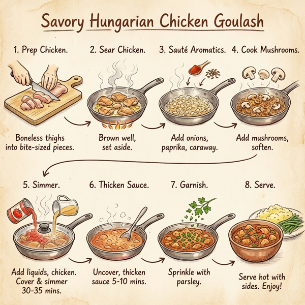 Savory Hungarian Chicken Goulash instructions