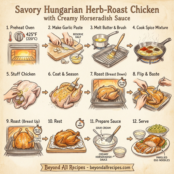 Savory Hungarian Herb-Roast Chicken with Creamy Horseradish Sauce instructions