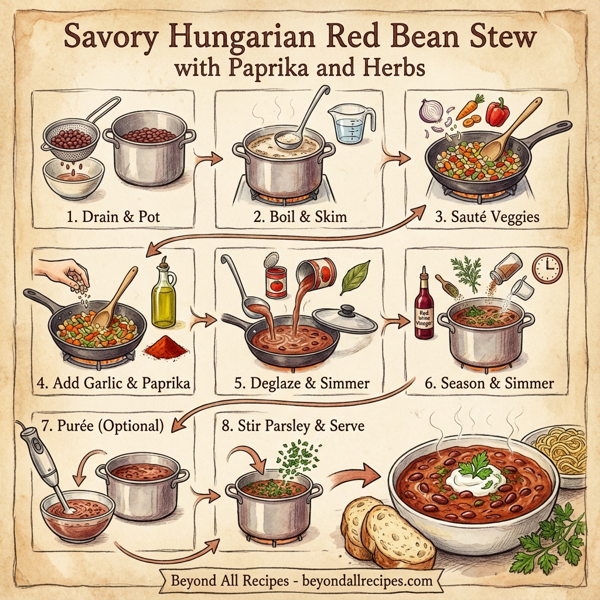 Savory Hungarian Red Bean Stew with Paprika and Herbs instructions