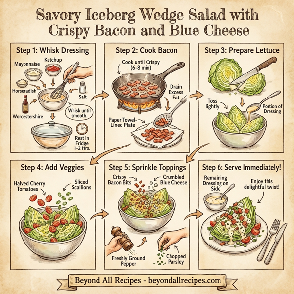 Savory Iceberg Wedge Salad with Crispy Bacon and Blue Cheese instructions