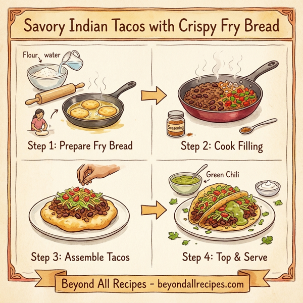 Savory Indian Tacos with Crispy Fry Bread instructions