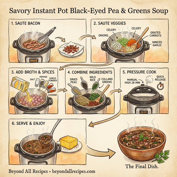 Savory Instant Pot Black-Eyed Pea & Greens Soup instructions