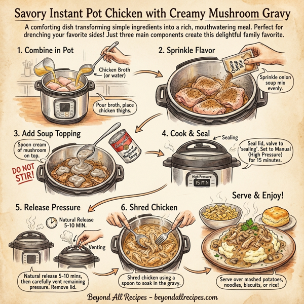 Savory Instant Pot Chicken with Creamy Mushroom Gravy instructions