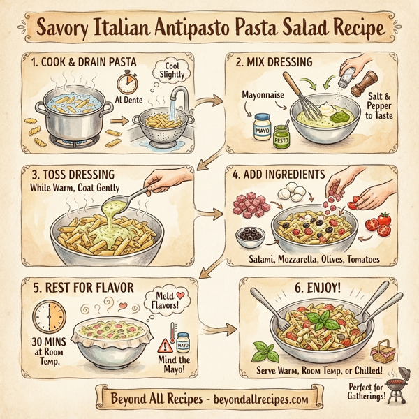 Savory Italian Antipasto Pasta Salad instructions