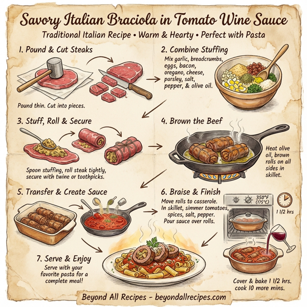 Savory Italian Braciola in Tomato Wine Sauce instructions