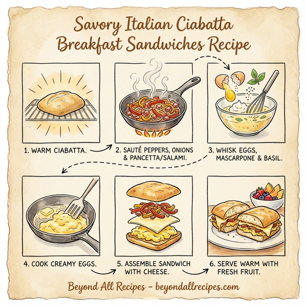 Savory Italian Ciabatta Breakfast Sandwiches instructions