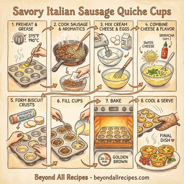 Savory Italian Sausage Quiche Cups instructions
