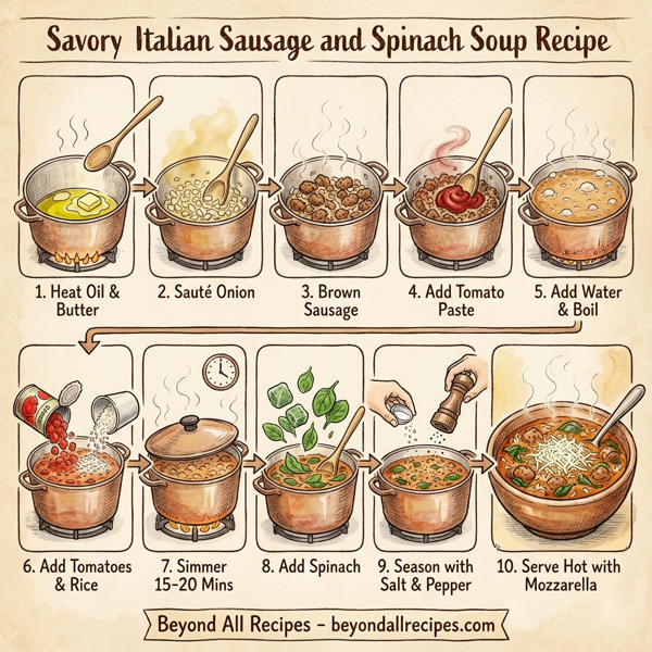 Savory Italian Sausage and Spinach Soup instructions