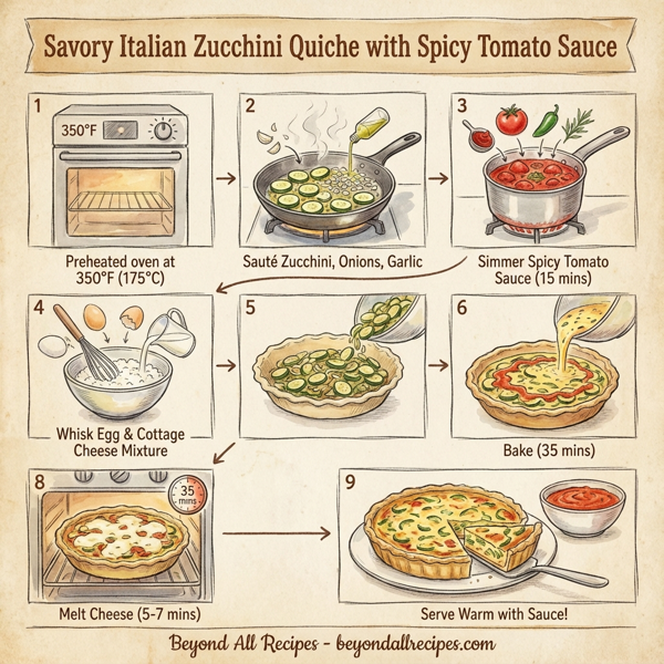 Savory Italian Zucchini Quiche with Spicy Tomato Sauce instructions