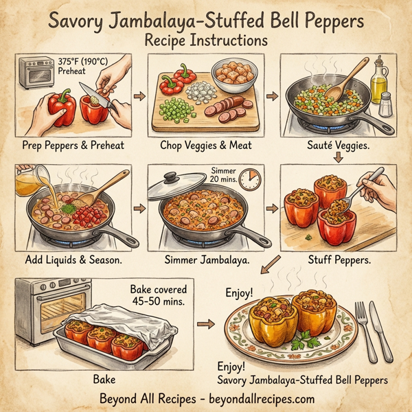 Savory Jambalaya-Stuffed Bell Peppers instructions