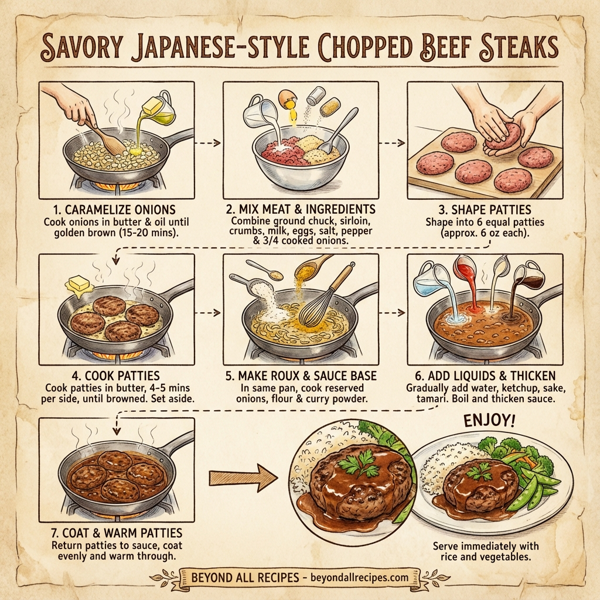 Savory Japanese-Style Chopped Beef Steaks instructions