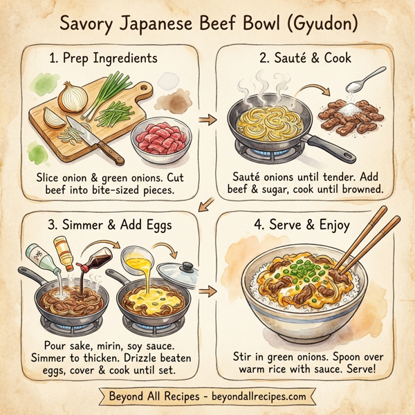 Savory Japanese Beef Bowl (Gyudon) instructions