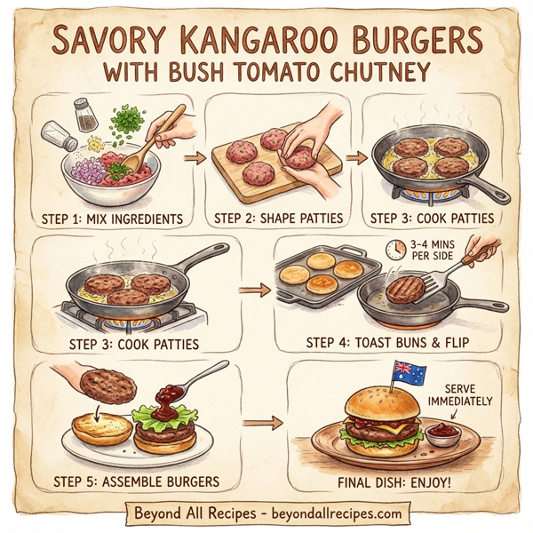 Savory Kangaroo Burgers with Bush Tomato Chutney instructions
