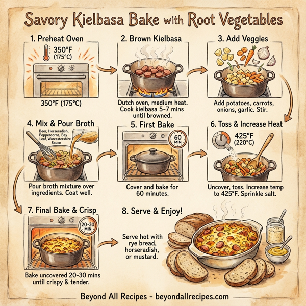 Savory Kielbasa Bake with Root Vegetables instructions