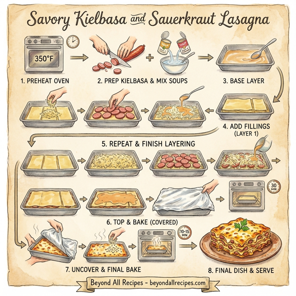 Savory Kielbasa and Sauerkraut Lasagna instructions