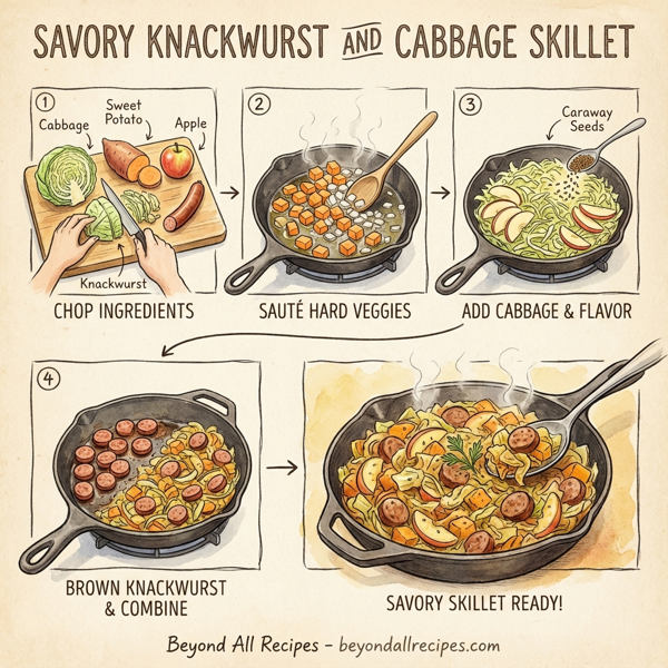 Savory Knackwurst and Cabbage Skillet instructions