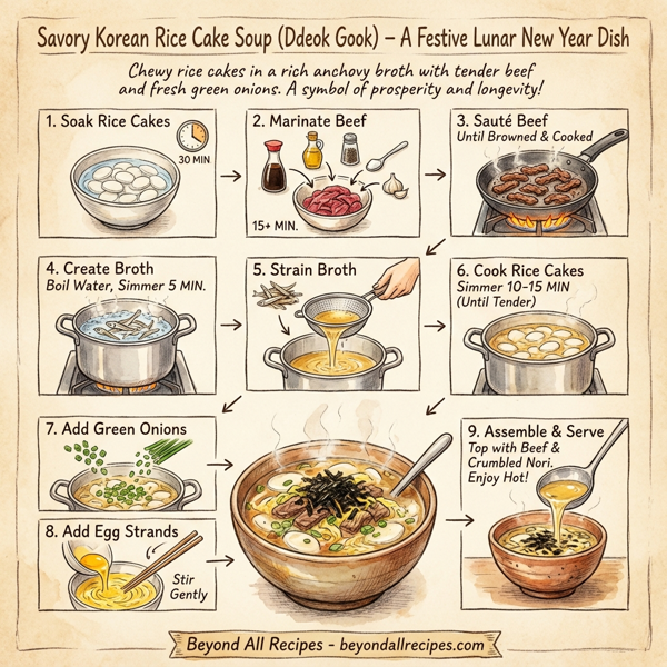 Savory Korean Rice Cake Soup (Ddeok Gook) instructions