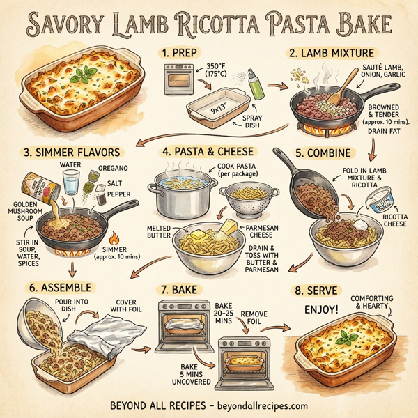 Savory Lamb Ricotta Pasta Bake instructions