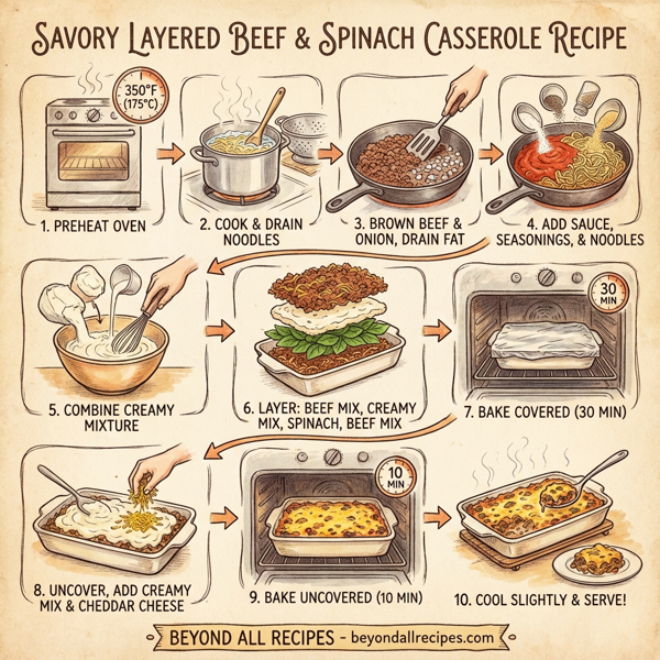 Savory Layered Beef and Spinach Casserole instructions