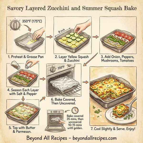 Savory Layered Zucchini and Summer Squash Bake instructions