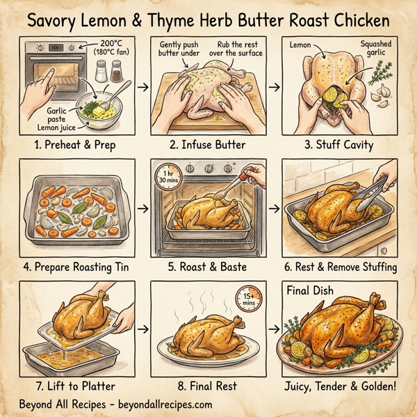 Savory Lemon & Thyme Herb Butter Roast Chicken instructions