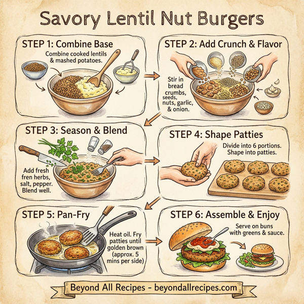 Savory Lentil Nut Burgers instructions