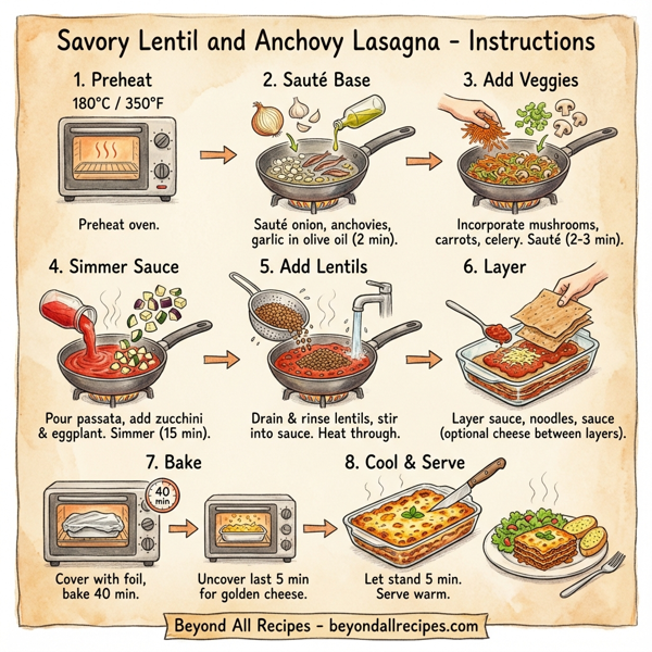 Savory Lentil and Anchovy Lasagna instructions