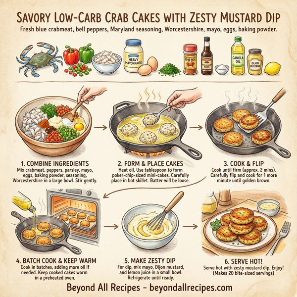 Savory Low-Carb Crab Cakes with Zesty Mustard Dip instructions