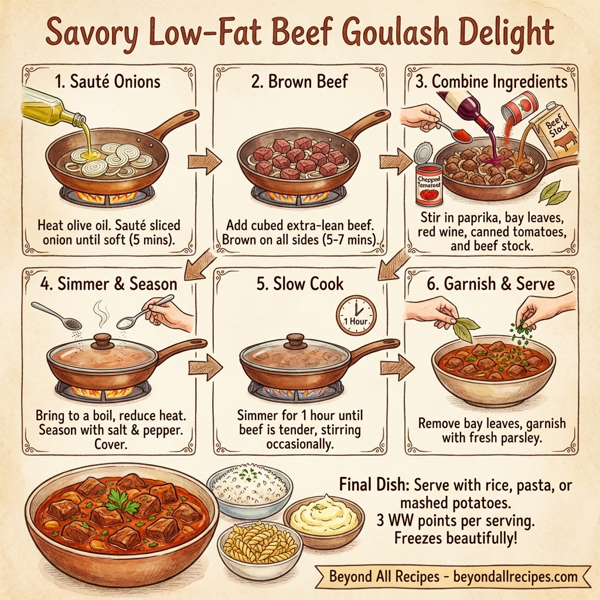Savory Low-Fat Beef Goulash Delight instructions