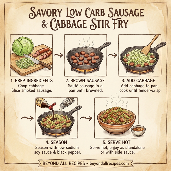 Savory Low Carb Sausage and Cabbage Stir Fry instructions