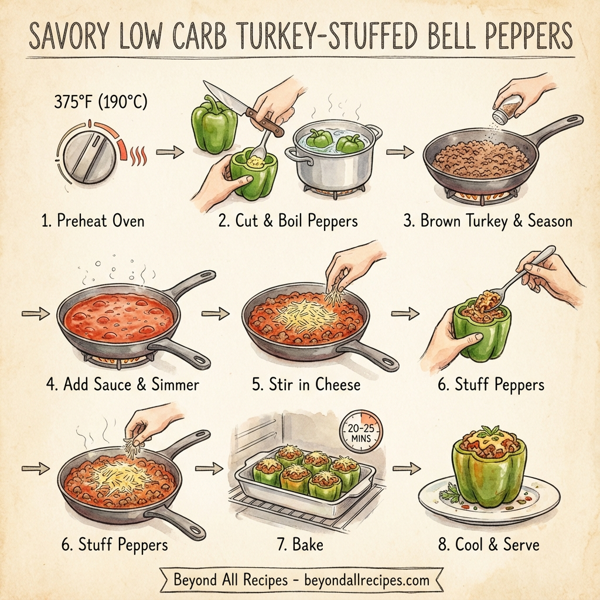 Savory Low Carb Turkey-Stuffed Bell Peppers instructions