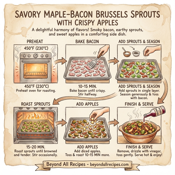 Savory Maple-Bacon Brussels Sprouts with Crispy Apples instructions
