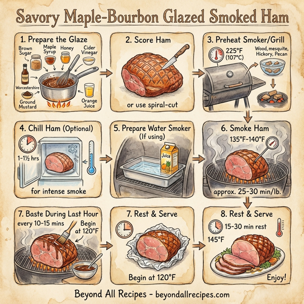 Savory Maple-Bourbon Glazed Smoked Ham instructions
