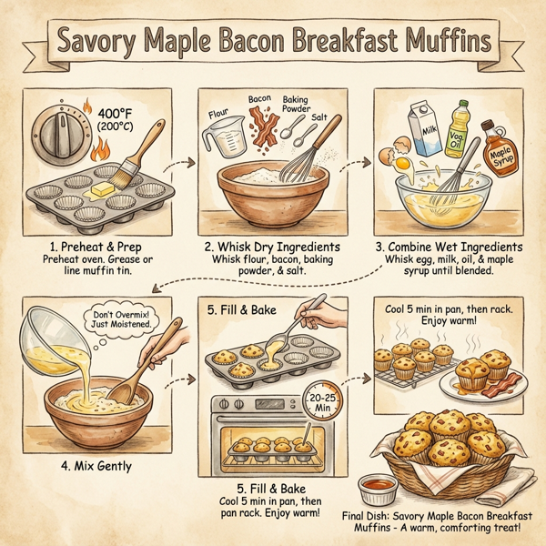 Savory Maple Bacon Breakfast Muffins instructions
