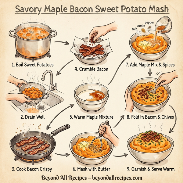 Savory Maple Bacon Sweet Potato Mash instructions