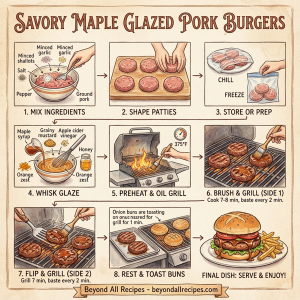 Savory Maple Glazed Pork Burgers instructions