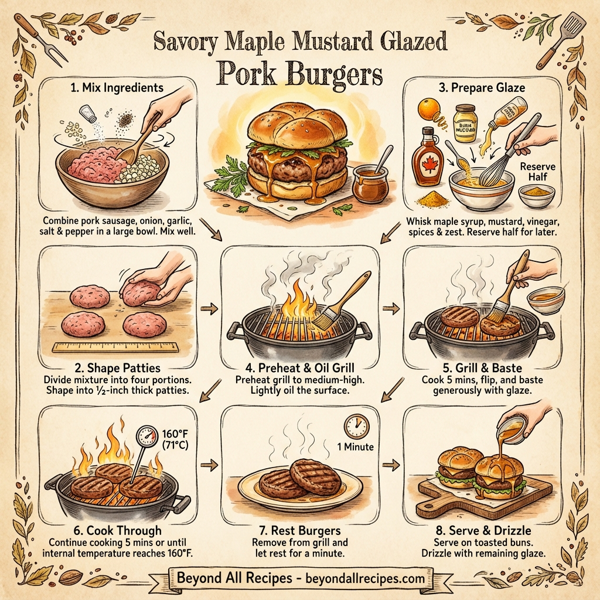Savory Maple Mustard Glazed Pork Burgers instructions