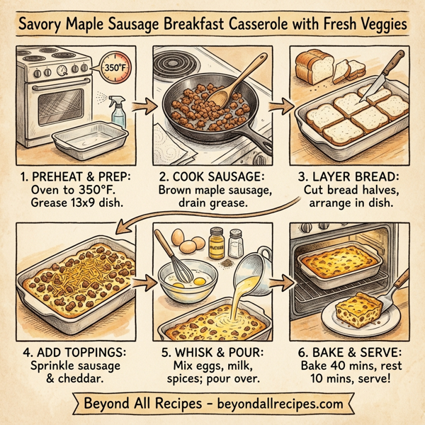 Savory Maple Sausage Breakfast Casserole with Fresh Veggies instructions