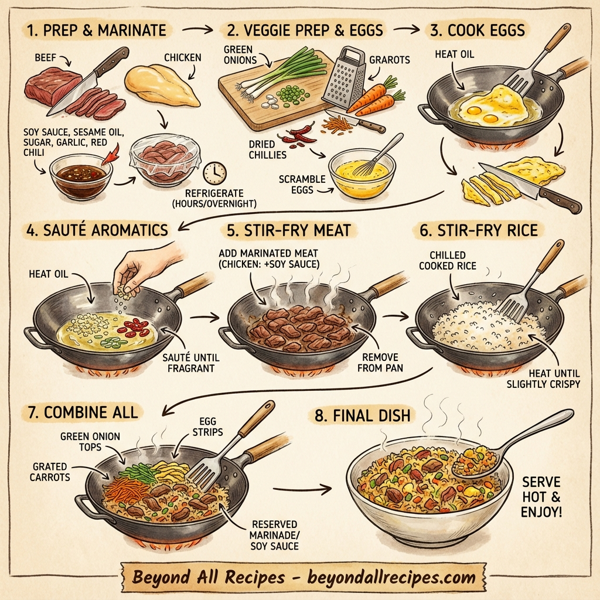 Savory Marinated Beef or Chicken Fried Rice instructions