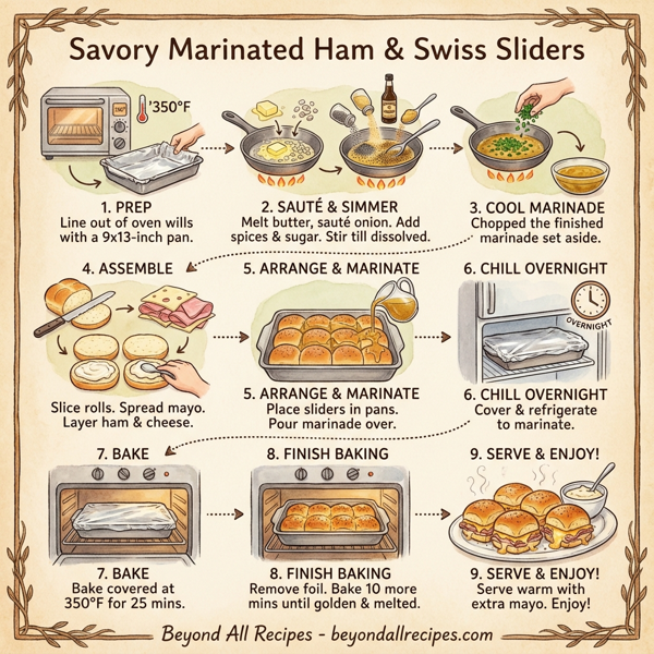 Savory Marinated Ham & Swiss Sliders instructions